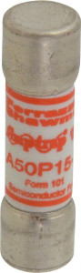 Ferraz Shawmut 450 VDC, 500 VAC, 15 Amp, Fast-Acting Semiconductor/High Speed Fuse Clip Mount, 50.8mm OAL, 100 at AC, 79 at DC kA Rating, 9/16" Diam A50P15-1 - 54018585