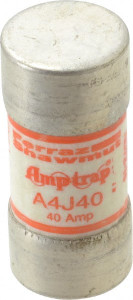 Ferraz Shawmut 300 VDC, 600 VAC, 40 Amp, Fast-Acting General Purpose Fuse Clip Mount, 2-3/8" OAL, 100 at DC, 200 at AC kA Rating, 1-1/16" Diam A4J40 - 54004098