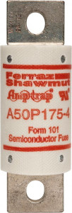 Ferraz Shawmut 450 VDC, 500 VAC, 175 Amp, Fast-Acting Semiconductor/High Speed Fuse Bolt-on Mount, 3-5/8" OAL, 100 at AC, 79 at DC kA Rating, 31mm Diam A50P175-4 - 54018726