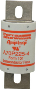 Ferraz Shawmut 650 VDC, 700 VAC, 225 Amp, Fast-Acting Semiconductor/High Speed Fuse Bolt-on Mount, 5-3/32" OAL, 100 at AC/DC kA Rating, 2" Diam A70P225-4 - 54019054