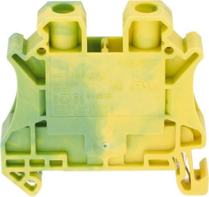 Schneider Electric 1 Pole, 1,000 Volt, -40 to 266°F, DIN Rail Mount, Polyamide Grounding Terminal Block 2 Contacts, 24 to 8 AWG Compatibility, 47-1/2mm High NSYTRV62PE - 69680015
