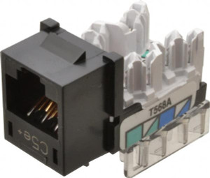 Hubbell Wiring Device-Kellems 8 Position, Cat5e Modular Jack CSA Certified, RoHS Compliant, UL Listed HXJ5EBK - 00247783