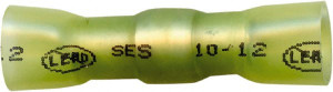 Made in USA 12 to 10 AWG Compatible, Polyolefin Heat Shrink Insulation, Crimp-On & Solder Butt Splice Terminal 2 Wire Entries, Copper Contacts, Tin Contact Plating, 1-1/2" OAL, Yellow MSC-21978-LF - 38987426