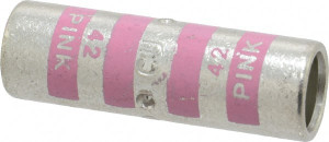 Thomas & Betts 1/0 AWG Compatible, Noninsulated, Crimp-On Butt Splice Terminal 2 Wire Entries, Copper Contacts, Tin Contact Plating, 1.63" OAL, Pink 54509 - 54057351