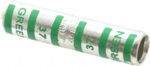 Thomas & Betts 1 AWG Compatible, Noninsulated, Crimp-On Butt Splice Terminal 2 Wire Entries, Copper Contacts, Tin Contact Plating, 2" OAL, Green 54808 - 54059449