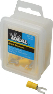 IDEAL #8 Stud, 12 to 10 AWG Compatible, Partially Insulated, Crimp Connection, Standard Fork Terminal 0.512" Fork Width, Vinyl Insulation, Yellow, 1.004" OAL, 600 Volts, Brass Contacts 83-7211 - 02650984 IDEAL #8 Stud, 12 to 10 AWG Compatible, Partially Insulated, Crimp Connection, Standard Fork Terminal 0.512" Fork Width, Vinyl Insulation, Yellow, 1.004" OAL, 600 Volts, Brass Contacts 83-7211 - 02650984