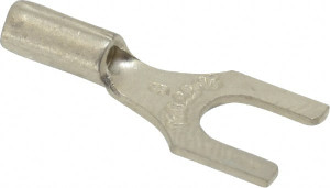 Thomas & Betts #8 Stud, 22 to 16 AWG Compatible, Noninsulated, Crimp Connection, Standard Fork Terminal 0.31" Fork Width, Red, 3/4" OAL, 600 Volts, Copper Contacts A18-8F - 54064514