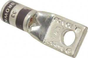 Thomas & Betts 2 AWG Noninsulated Compression Connection Square Ring Terminal 1/4" Stud, 1-1/2" OAL x 0.59" Wide, Tin Plated Copper Contact 54107 - 54056627