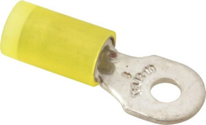 Thomas & Betts 12-10 AWG Partially Insulated Crimp Connection D Shaped Ring Terminal #6 Stud, 1" OAL x 0.37" Wide, Tin Plated Copper Contact RC10-6 - 54063425