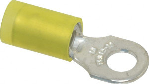 Thomas & Betts 12-10 AWG Partially Insulated Crimp Connection D Shaped Ring Terminal #10 Stud, 1" OAL x 0.37" Wide, Tin Plated Copper Contact RC10-10 - 54063441