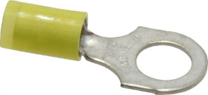 Thomas & Betts 12-10 AWG Partially Insulated Crimp Connection D Shaped Ring Terminal 5/16" Stud, 1.21" OAL x 0.53" Wide, Tin Plated Copper Contact RC10-516 - 54063466