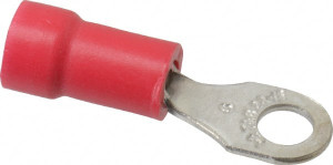 Thomas & Betts 22-16 AWG Partially Insulated Crimp Connection D Shaped Ring Terminal #6 Stud, 0.94" OAL x 1/4" Wide, Tin Plated Copper Contact 18RA-6 - 54063763