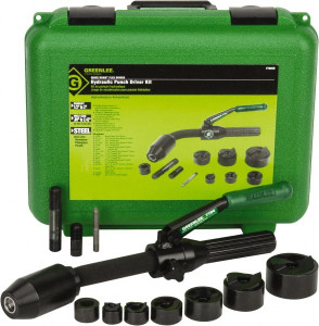 Greenlee 11 Piece, 1/2 to 2" Punch Hole Diam, Hydraulic Punch Driver Kit Round Punch, 10 Gage Mild Steel 7706SB - 04030524