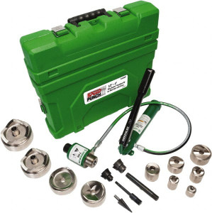Greenlee 18 Piece, 0.885 to 4.544" Punch Hole Diam, Power Knockout Set Round Punch, 10 Gage Mild Steel 7310SBSP - 58280587
