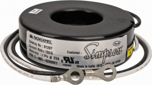 Simpson Electric 2 VA Burden, 100 Amp AC Input, 5 Amp AC Output, 50 to 400 Hz, Panel Meter Donut Current Transformer Screw Terminal, For Use with AC Ammeter 01297 - 00056341
