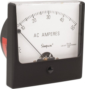 Simpson Electric Analog, AC Ammeter, Panel Meter 60 Hz, 0.008 Ohms at 60 Hz 35075 - 05915327