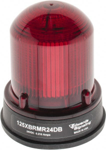 Edwards Signaling 24 VDC, 4X NEMA Rated, LED, Red, Flashing, Steady Light 65 Flashes per min, 3/4 Inch Pipe, 3-1/4 Inch Diameter, 3-7/8 Inch High, Panel Mount, Pipe Mount 125XBRMR24DB - 55523351
