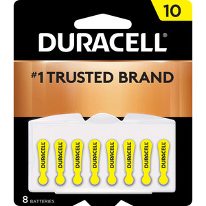 Duracell Pack of (8), Size 10, Zinc Air, Hearing Aid Batteries 1.4 Volts, Flat Terminal, PR70, ANSI 7005ZD Regulated 00041333661186 - 66994799