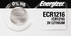 Energizer Size CR1216, Lithium, Button & Coin Cell Battery 3 Volts, CR1216, ANSI, IEC, UL Listed Regulated ECR1216 - 05000633