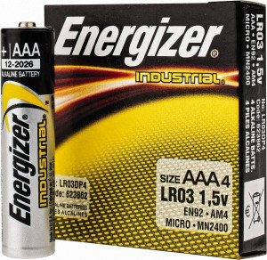Energizer Pack (4) Size AAA, Alkaline, Standard Batteries 1.5 Volts, Button Tab Terminal, LR03, ANSI, IEC Regulated 92797026 - 06505796