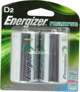 Energizer 2 Qty 1 Pack Size D, NiMH, 2 Pack, Standard Battery 1.2 Volts, Button Tab Terminal NH50BP-2 - 84980598