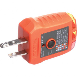Klein Tools Circuit Continuity & Voltage Testers, Tester Type: Receptacle Tester with GFCI, Maximum Voltage: 125 VAC, Minimum Voltage: 110 VAC, Frequency Rating (Hz): 50/60, Display Type: None, Power Supply: No Battery Required RT210 - 67017723