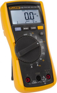 Fluke 115, CAT III, 600 VAC/VDC, Digital True RMS Auto Ranging Manual Ranging Multimeter 40 mOhm, Measures Voltage, Capacitance, Current, Frequency, Resistance FLUKE-115 - 52435344