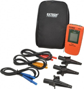 Extech 3 Phase, 40 to 600 VAC, 15 to 400 Hz, 32 to 104°F, LCD Display Phase Rotation Tester No Battery Required, Includes Alligator Clips, Test Leads, CAT III 600 V, CE, EN 61010-1 480400 - 01447077