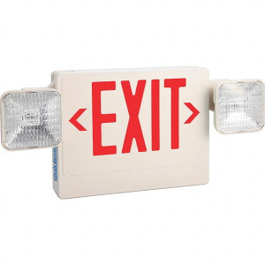 PRO-SOURCE 1 Face Ceiling & Wall Mount LED Combination Exit Signs 2 Heads, 21-13/16" High, Lead-Acid Battery, ABS Housing GCB-200SR - 16637951