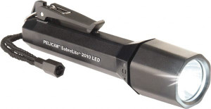 Pelican Plastic Industrial Tactical Flashlight 161 Lumens, 22 hr Runtime, White LED Bulb, Black Body, 3 C Alkaline Batteries Included 2010-014-110 - 85481430