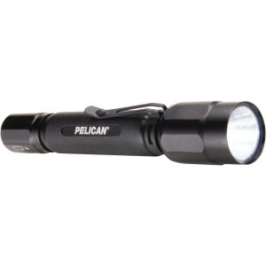 Pelican White LED Bulb, 375 Lumens, Mini Flashlight Black Aluminum Body, 2 AA Alkaline Batteries Included 023600-0002-110 - 30804090