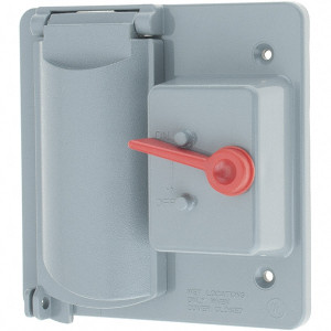 Leviton Polycarbonate Electrical Box Device Cover WP2V-GY - 32532228