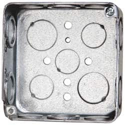 Crouse-Hinds 4 x 4 x 1-1/2" Steel Square Outlet Box 1 Gang, (15) 1/2, 3/4" Knockouts TP405 - 05238795