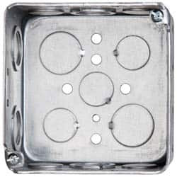 Crouse-Hinds 4 x 4 x 2-1/8" Steel Square Outlet Box 1 Gang, (15) 1/2, 3/4" Knockouts TP438 - 05427406