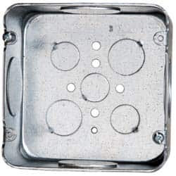 Crouse-Hinds 4-11/16 x 4-11/16 x 2-1/8" Steel Square Outlet Box 1 Gang, (9) 1 1/4, 1/2, 3/4" Knockouts TP562 - 05235387