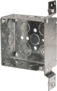 Crouse-Hinds 4 x 4 x 2-1/8" Steel Square Outlet Box 1 Gang, (13) 1/2, 3/4" Knockouts TP437 - 05427398