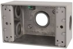 Crouse-Hinds 4-9/16 x 2-7/8 x 2" Aluminum Rectangular Weather Resistant Outlet Box 1 Gang, (4) 3/4" Knockouts TP7034 - 04946752