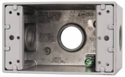 Crouse-Hinds 4-1/4 x 2-7/8 x 2-21/32" Aluminum Rectangular Weather Resistant Outlet Box 1 Gang, (3) 3/4" Knockouts TP7078 - 04946828