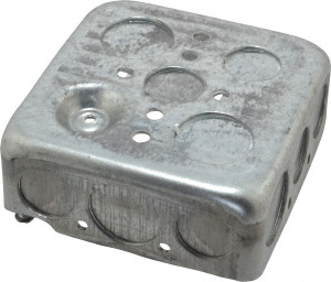 Thomas & Betts 4 x 4 x 1-1/2" Steel Square Junction Box 2 Gangs, (14) 1/2, 3/4" Knockouts 52151 GB - 57298440