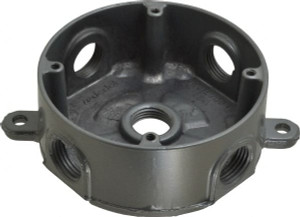 Thomas & Betts 2-7/16 x 4-1/8 x 1-5/8" Aluminum Round Weather Resistant Outlet Box 1 Gang, (5) 1/2" Knockouts DS-47 - 74933235