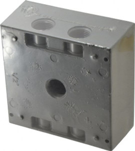 Thomas & Betts 4-9/16 x 4-5/8 x 2-1/16" Aluminum Square Weather Resistant Outlet Box 2 Gangs, (5) 1/2" Knockouts 2IH5-1 - 62056106