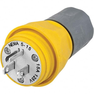 Hubbell Wiring Device-Kellems Straight Blade Plugs & Connectors, Connector Type: Plug, Grade: Industrial, Connector Angle: No Angle, NEMA Configuration: 5-15P, Amperage: 15, Voltage: 125 VAC HBL14W47A - 48857973