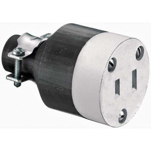 Hubbell Wiring Device-Kellems Straight Blade Plugs & Connectors, Connector Type: Connector, Grade: Residential, Connector Angle: No Angle, NEMA Configuration: 1-15R, Amperage: 15, Voltage: 125 VAC RP649 - 11385424