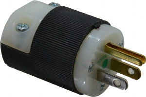 Hubbell Wiring Device-Kellems 125 VAC, 15 Amp, 5-15P NEMA, Straight, Self Grounding, Hospital Grade Plug 2 Pole, 3 Wire, 1 Phase, 1/2 hp, Nylon, Black, White HBL8215C - 54031638