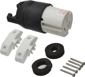 Hubbell Wiring Device-Kellems 125/250 VAC, 50 Amp, 10-50R NEMA, Straight, Ungrounded, Commercial, Industrial Grade Connector 3 Pole, 3 Wire, 1 Phase, 3 hp, Nylon, Black, White HBL7515C - 54034186