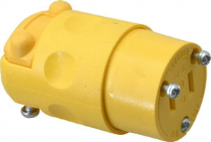 Leviton 125 VAC, 15 Amp, 1-15R NEMA, Straight, Ungrounded, Commercial Grade Connector 2 Pole, 2 Wire, 1 Phase, PVC, Yellow 115CV - 73130957