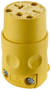 Leviton 250 VAC, 20 Amp, 6-20R NEMA, Straight, Self Grounding, Commercial Grade Connector 2 Pole, 3 Wire, 3 Phase, PVC, Yellow 620CV - 73131146