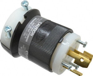 Hubbell Wiring Device-Kellems 125/250 VAC 30A NonNEMA Industrial Twist Lock Plug 3 Poles, 3 Wires, 1 Phase, IP20, Ungrounded, 0.36 to 0.93" Cord Diam, Black/White HBL3331C - 54035308