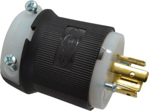 Hubbell Wiring Device-Kellems 480 VAC 20A NEMA L16-20P Industrial Twist Lock Plug 3 Poles, 4 Wires, 3 Phase, IP20, Self-Grounding, 0.35 to 1.15" Cord Diam, Black/White HBL2431 - 54035126