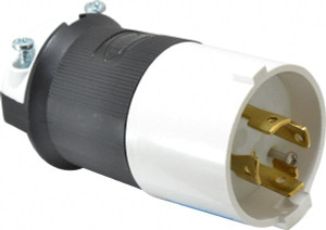 Hubbell Wiring Device-Kellems 250 VAC 30A NEMA L15-30P Industrial Twist Lock Plug 3 Poles, 4 Wires, 3 Phase, IP20, Self-Grounding, 0.35 to 1.15" Cord Diam, Black/White HBL2721S - 73122970